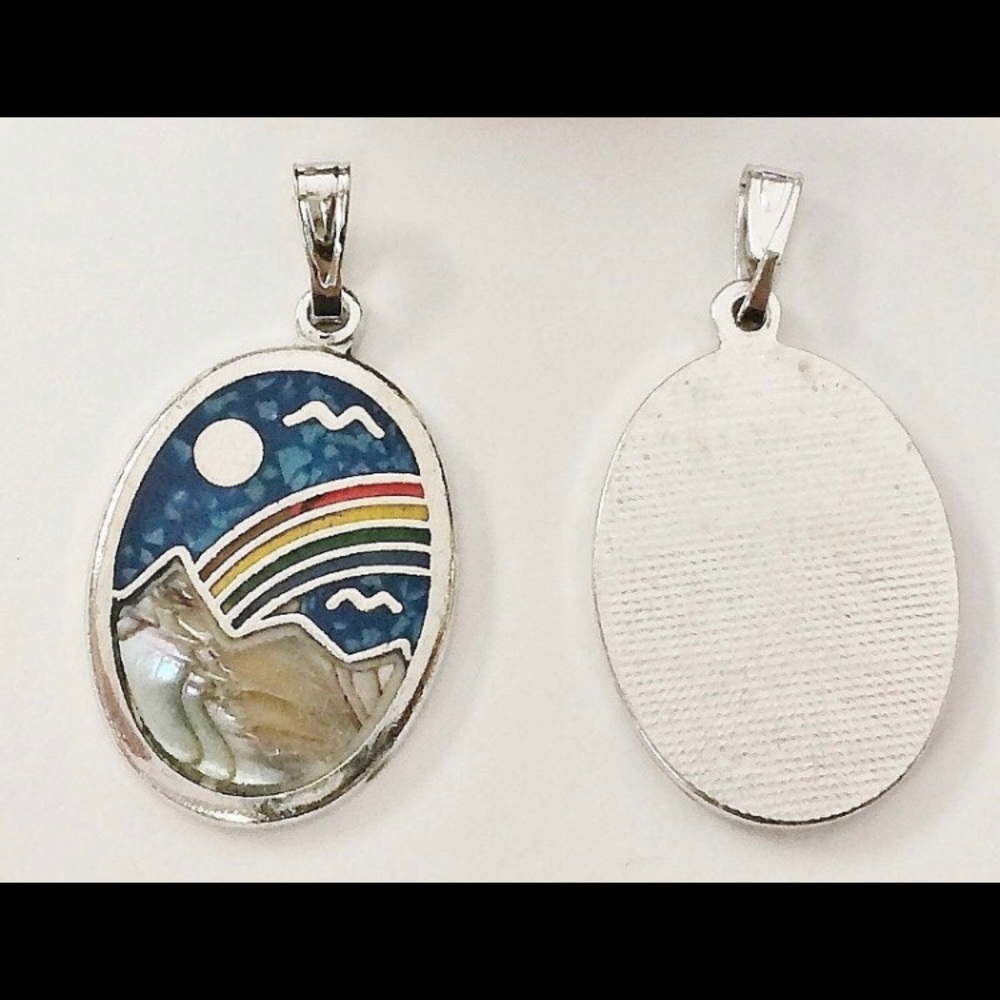 Abalone MOP Mountain Inlay Pendant - Picture 3 of 16